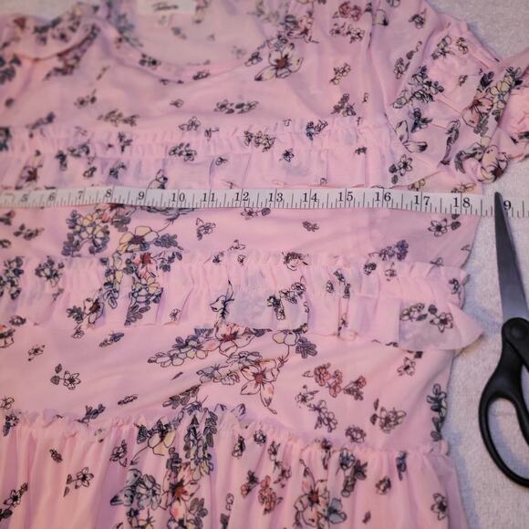 Takara From Dillards Soft Pink Floral Long Sleeve Slip Knee Length Dress Medium - Picture 4 of 7